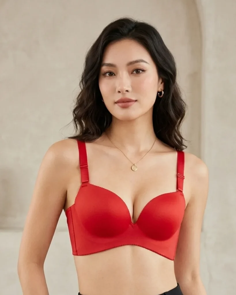 Romantic bridal push-up bra in scarlet