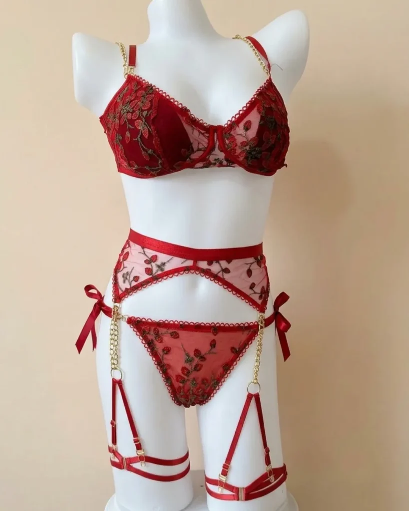 Opulent embroidered bridal lingerie set