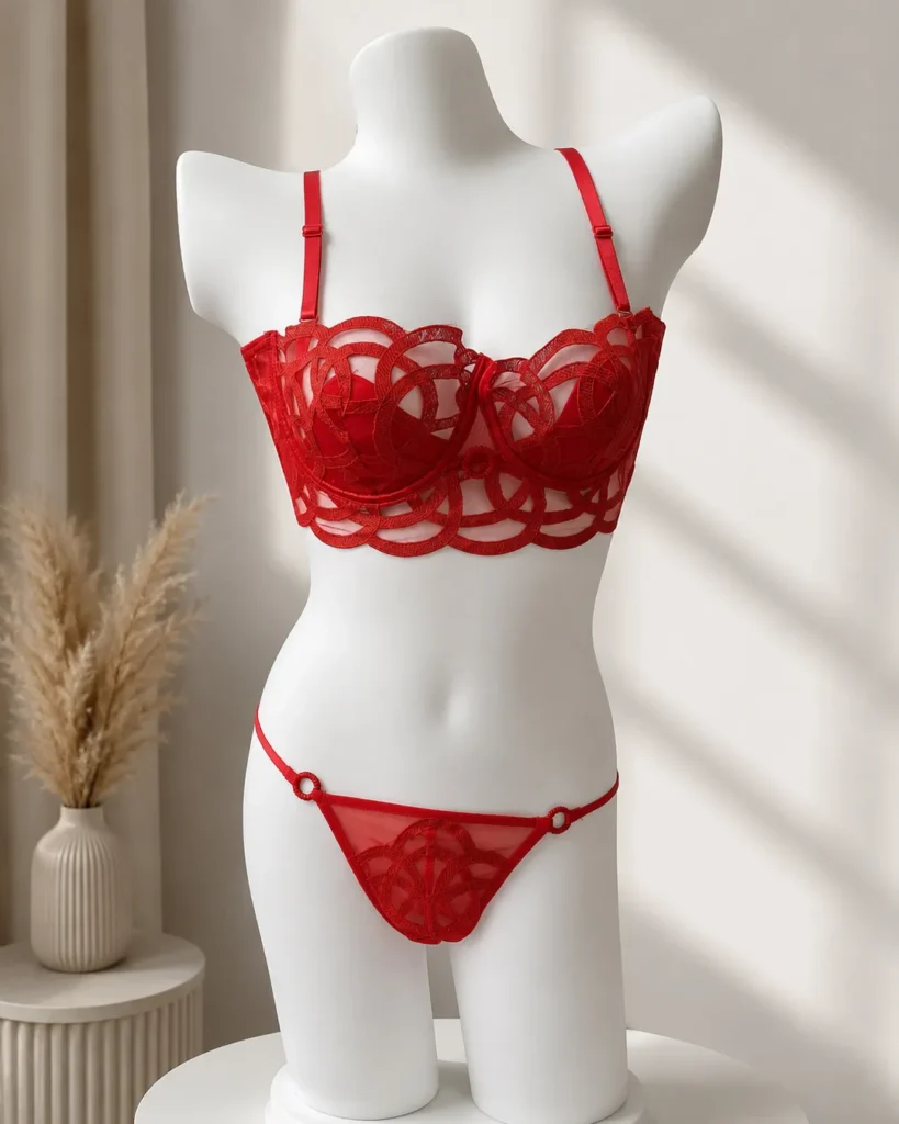 Lace lingerie set stored to keep its shape